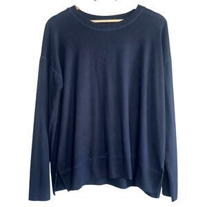 Lucky Brand Navy Blue Sweater Medium Soft Knit Viscose Blend Loose Fit